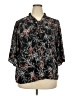 Adrienne Vittadini 100% Polyester Print Black 3/4 Sleeve Blouse Size 2X - photo 1