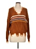 No Comment Stripes Brown Pullover Sweater Size L - photo 1