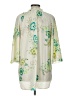Kaari Blue 100% Polyester Ivory 3/4 Sleeve Blouse Size L - photo 2
