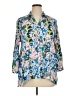 Sunny Leigh 100% Polyester Floral Blue 3/4 Sleeve Blouse Size L - photo 1