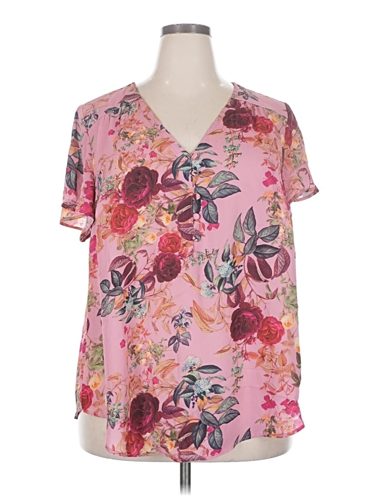 Pre-owned Torrid Short Sleeve Blouse In Pink