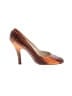 Prada 100% Leather Animal Print Orange Embossed Pumps Size EU 39 - photo 1