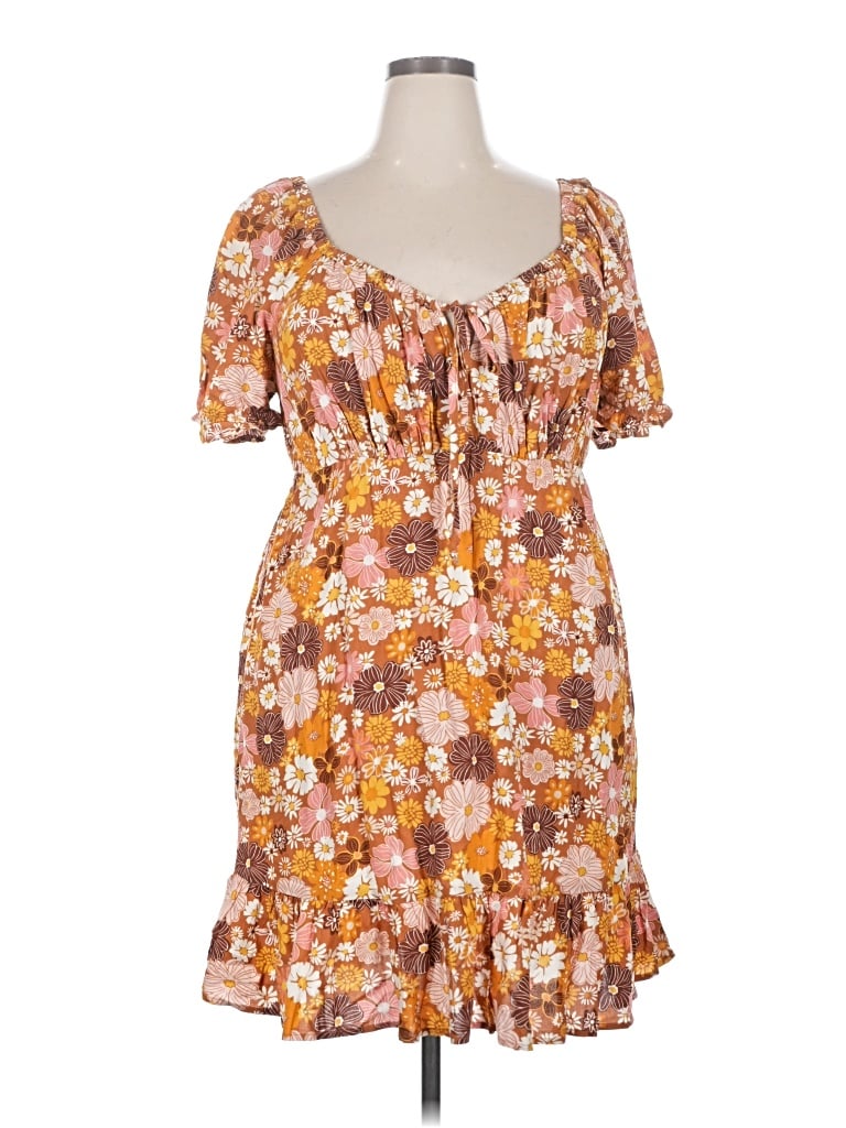 Pre-owned As U Wish Casual Dress In Brown