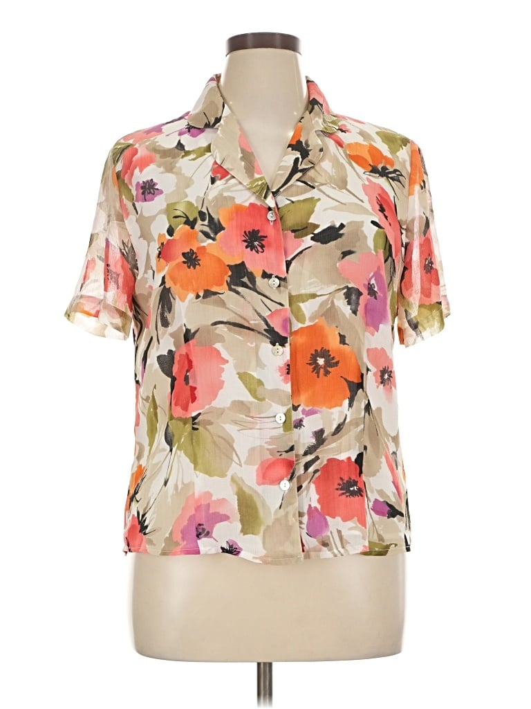 Pre-owned Alfred Dunner Short Sleeve Blouse In Ivory