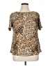 Ultra Dress 100% Polyester Animal Print Brown Short Sleeve Blouse Size 14w - photo 1