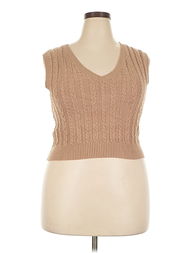 Pre-owned Active Usa Sweater Vest In Tan