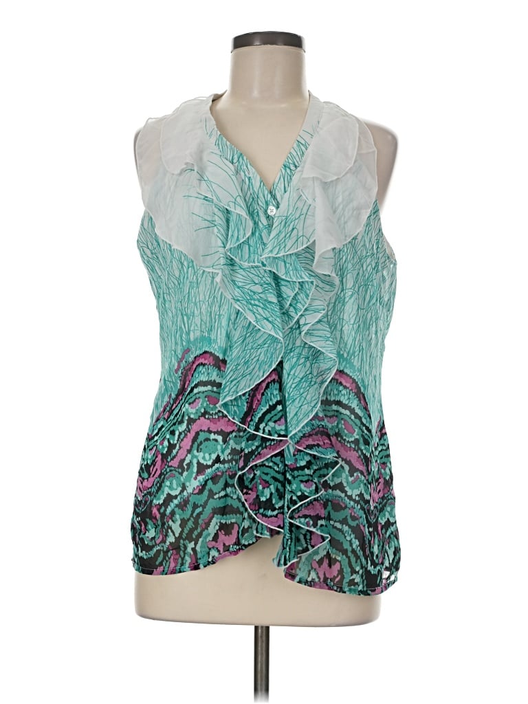 Pre-owned Milano Sleeveless Blouse In Teal