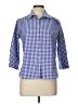 Lands' End 100% Baumwolle Checkered-gingham Blue 3/4 Sleeve Button-Down Shirt Size 10 (petite) - photo 1