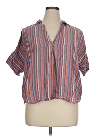 Madewell Courier Button-Back Shirt in Rainbow Stripe (view 1)