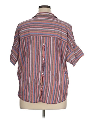 Madewell Courier Button-Back Shirt in Rainbow Stripe (view 2)