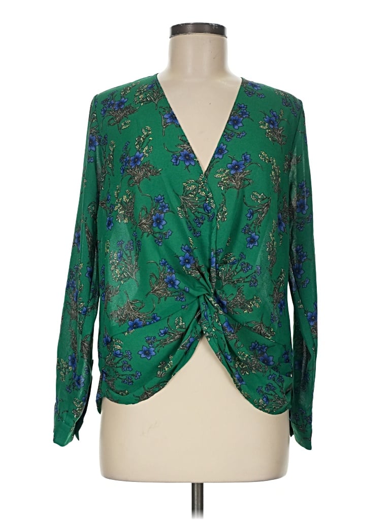Pre-owned Heartloom Long Sleeve Blouse In Green