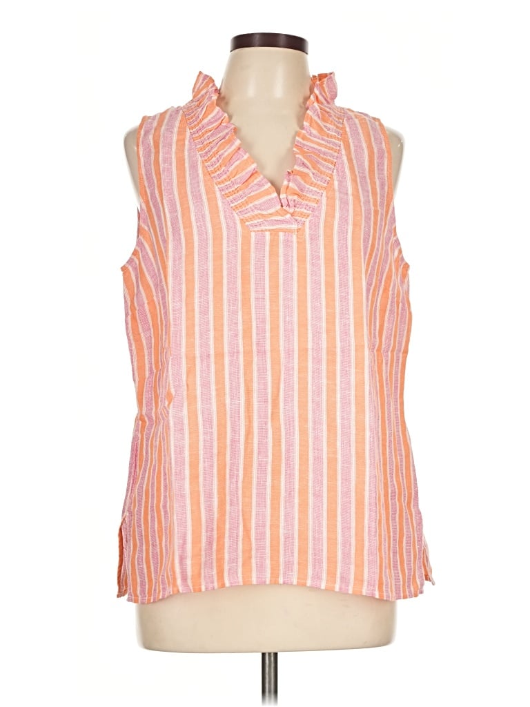 Talbots Sleeveless Button Down Shirt In Orange