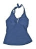 Croft & Barrow 100% Polyester Solid Blue Swimsuit Top Size 10 - photo 1