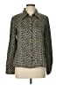 Express 100% Silk Print Green Long Sleeve Silk Top Size L - photo 1
