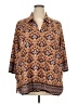 Sunny Leigh Print Brown 3/4 Sleeve Blouse Size 2X - photo 1