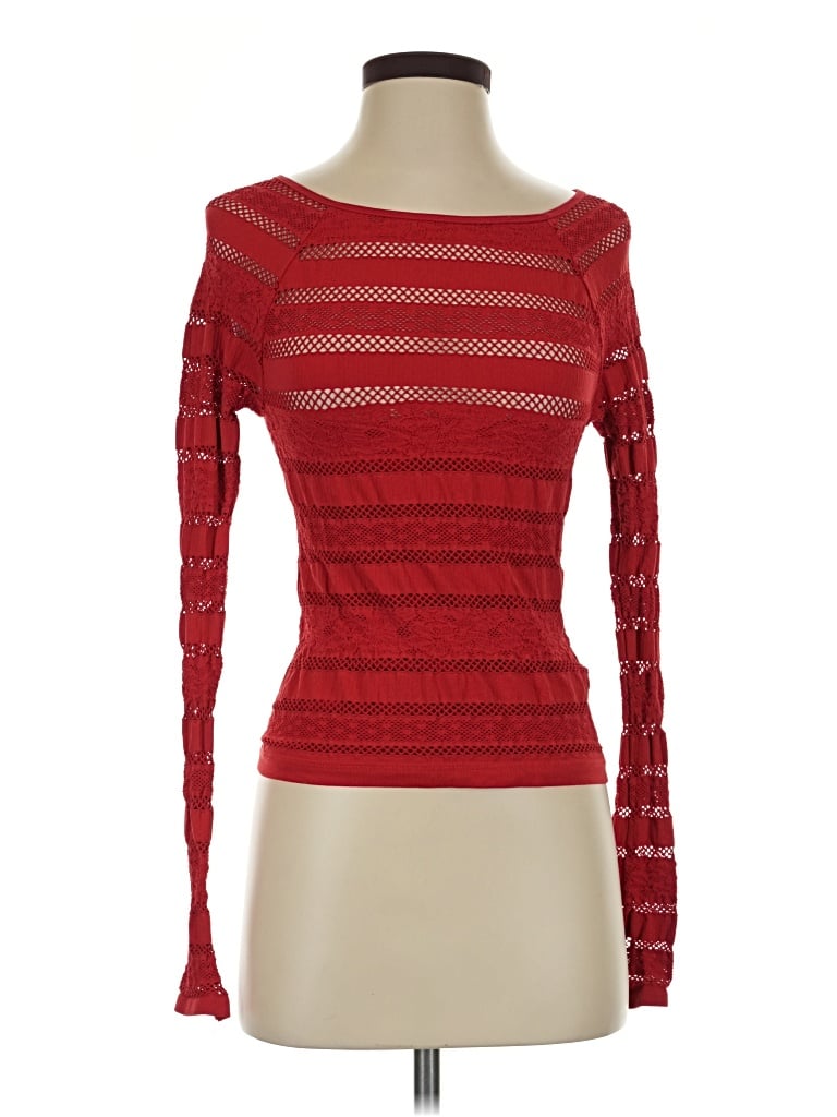 Pre-owned Fp Movement Long Sleeve Top Red Boatneck Tops