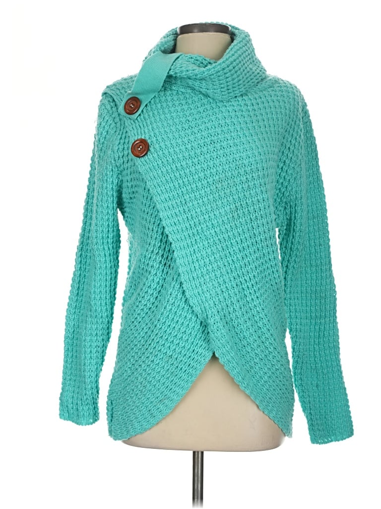 Pre-owned Zenana Pullover Sweater In Teal