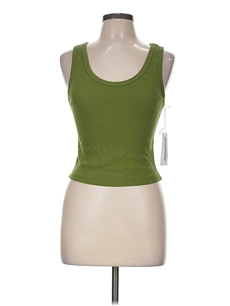 Perfectwhitetee Tank Top Green Halter Neckline Tops