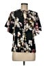 Unique Vintage 100% Polyester Floral Black Short Sleeve Blouse Size 6 - photo 1
