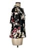 Unique Vintage 100% Polyester Floral Black Short Sleeve Blouse Size 6 - photo 4