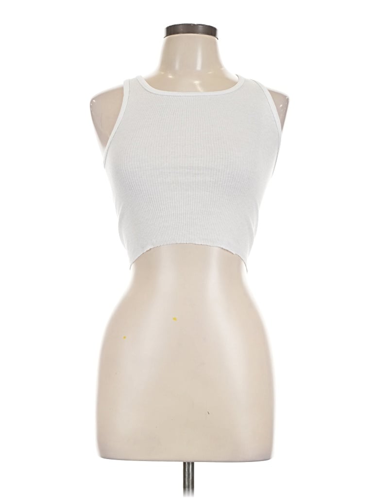 Pre-owned Hanes Tank Top White Halter Neckline Tops