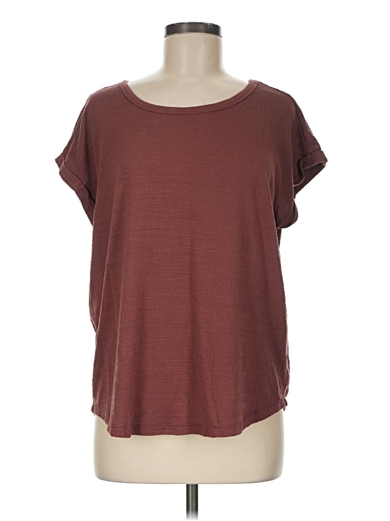 Pre-owned 24/7 Maurices Short Sleeve Top Burgundy Boatneck Tops