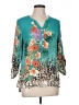 Soft Surroundings 100% Polyester Animal Print Teal 3/4 Sleeve Blouse Size L (petite) - photo 1