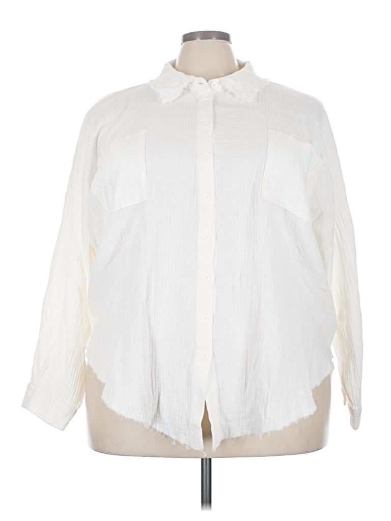 Pre-owned Zenana 3/4 Sleeve Blouse In Ivory