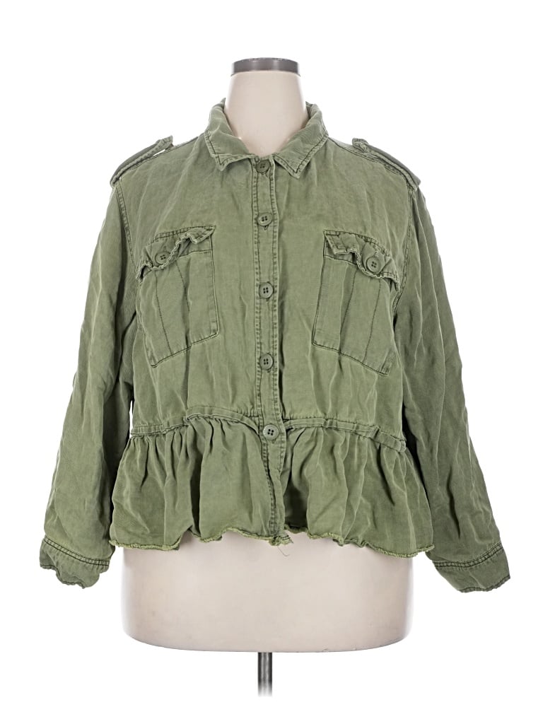 Pre-owned Sanctuary 3/4 Sleeve Button Down Shirt In Green
