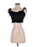 Audrey 3+1 100% Polyester Black Short Sleeve Top Size S - photo 1