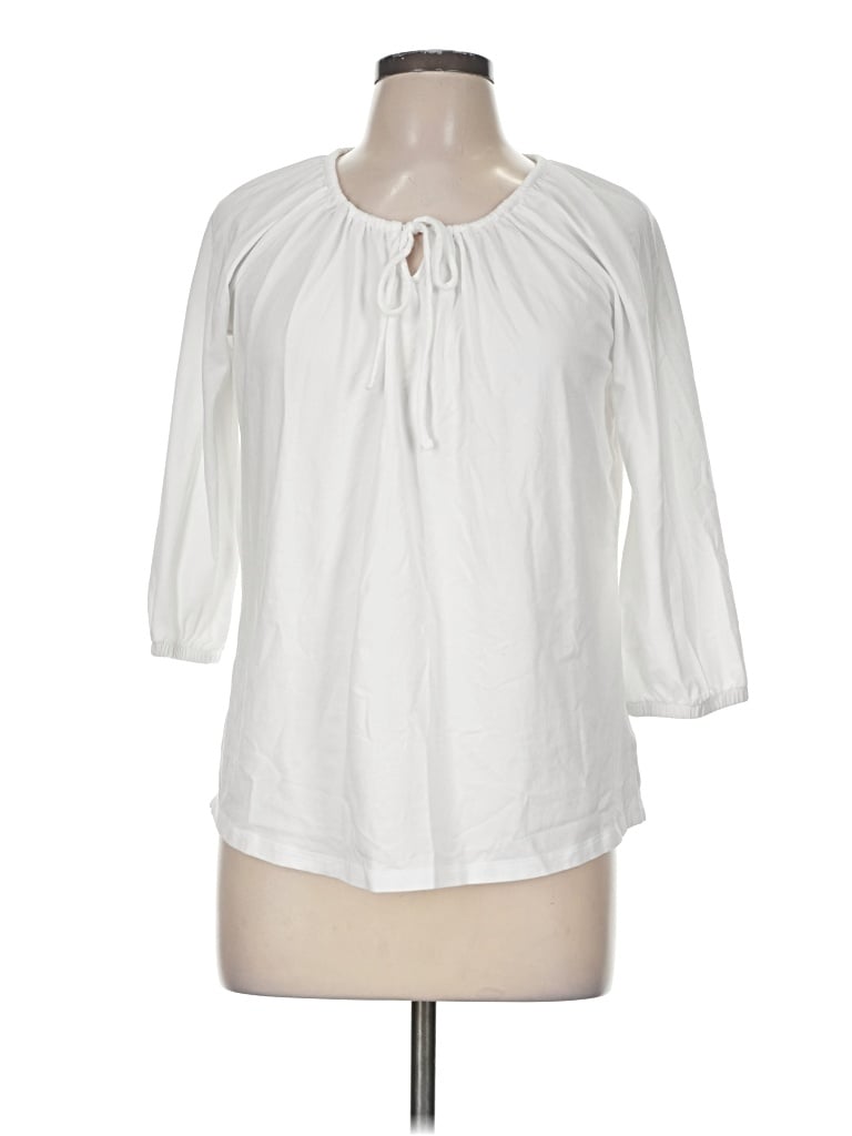 Pre-owned Lands' End 3/4 Sleeve T-shirt In Ivory