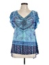 One World Blue Short Sleeve Blouse Size L - photo 1
