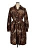 Ellen Tracy 100% Silk Animal Print Brown Trenchcoat Size 14 - photo 1