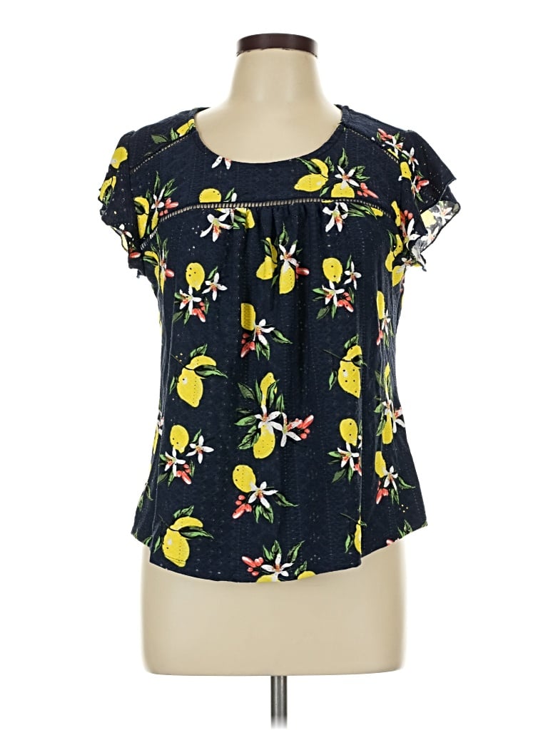 Pre-owned Adrienne Vittadini Short Sleeve Blouse In Yellow