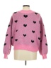 Chicwish 100% Polyester Hearts Pink Pullover Sweater Size M - photo 2