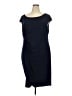 Connected Apparel Solid Blue Cocktail Dress Size 24W - photo 1