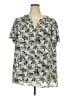 Kasper 100% Polyester Tropical Green Short Sleeve Blouse Size 3X - photo 1