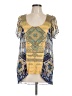 One World Yellow Short Sleeve Blouse Size L - photo 1