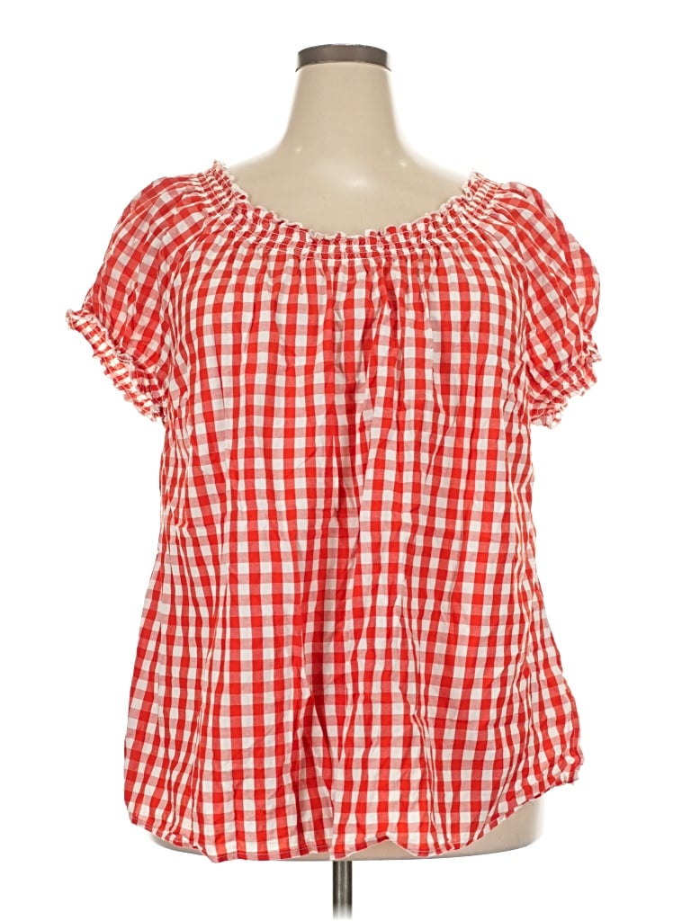 Pre-owned Ellos Short Sleeve Blouse In Red