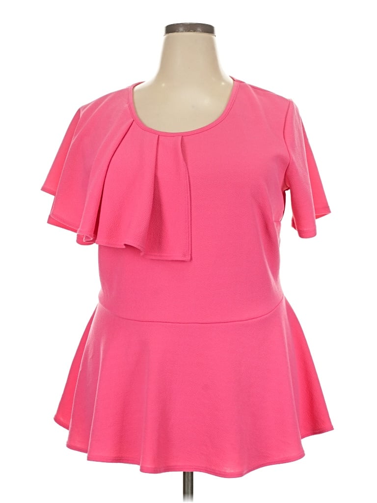 Pre-owned Ashley Stewart Short Sleeve Blouse In Pink