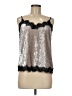 Questions 100% Nylon Silver Sleeveless Blouse Size M - photo 1