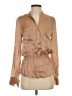 Bebe 100% Silk Tan Long Sleeve Silk Top Size XS - photo 1