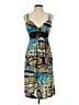 Studio West 100% Polyester Print Teal Cocktail Dress Size L - photo 1