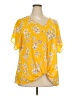 West Kei 100% Polyester Yellow Short Sleeve Blouse Size XXL - photo 1
