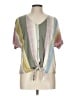 Truself Color Block Green Short Sleeve Blouse Size L - photo 1
