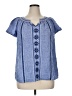Talbots 100% Linen Blue Short Sleeve Blouse Size 1X Petite - photo 1