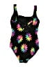 Longitude Floral Black One Piece Swimsuit Size 10 - photo 2