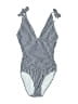 Ellen Tracy Stripes Silver One Piece Swimsuit Size 8 - photo 1