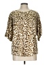 CATHERINE Catherine Malandrino Animal Print Brown Short Sleeve Blouse Size L - photo 1