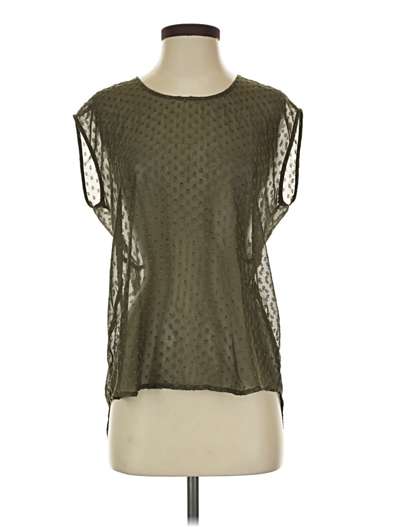 Pre-owned Daniel Rainn Short Sleeve Top Green Keyhole Neckline Tops